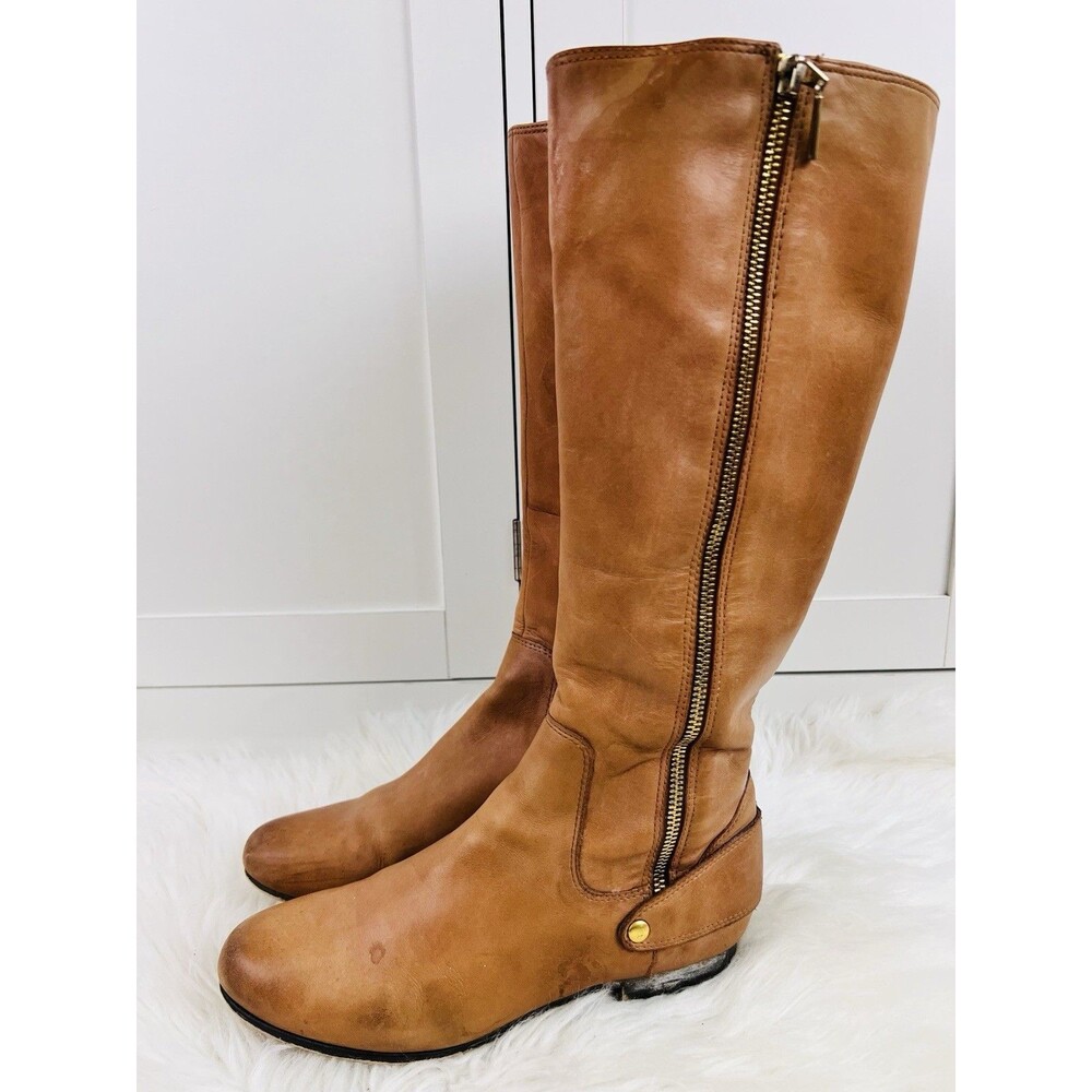 Clarks Indigo Charlie British Tan Leather Knee High Riding Boots Womens Size 7M
